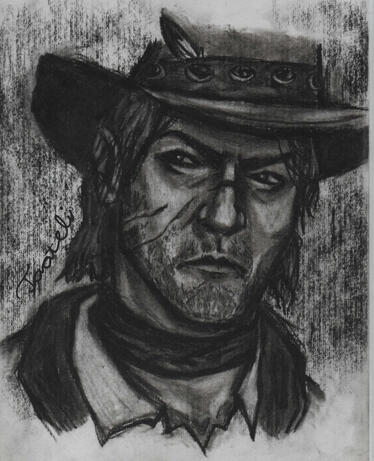 Tässä: mustavalko (hiilityö), potretti